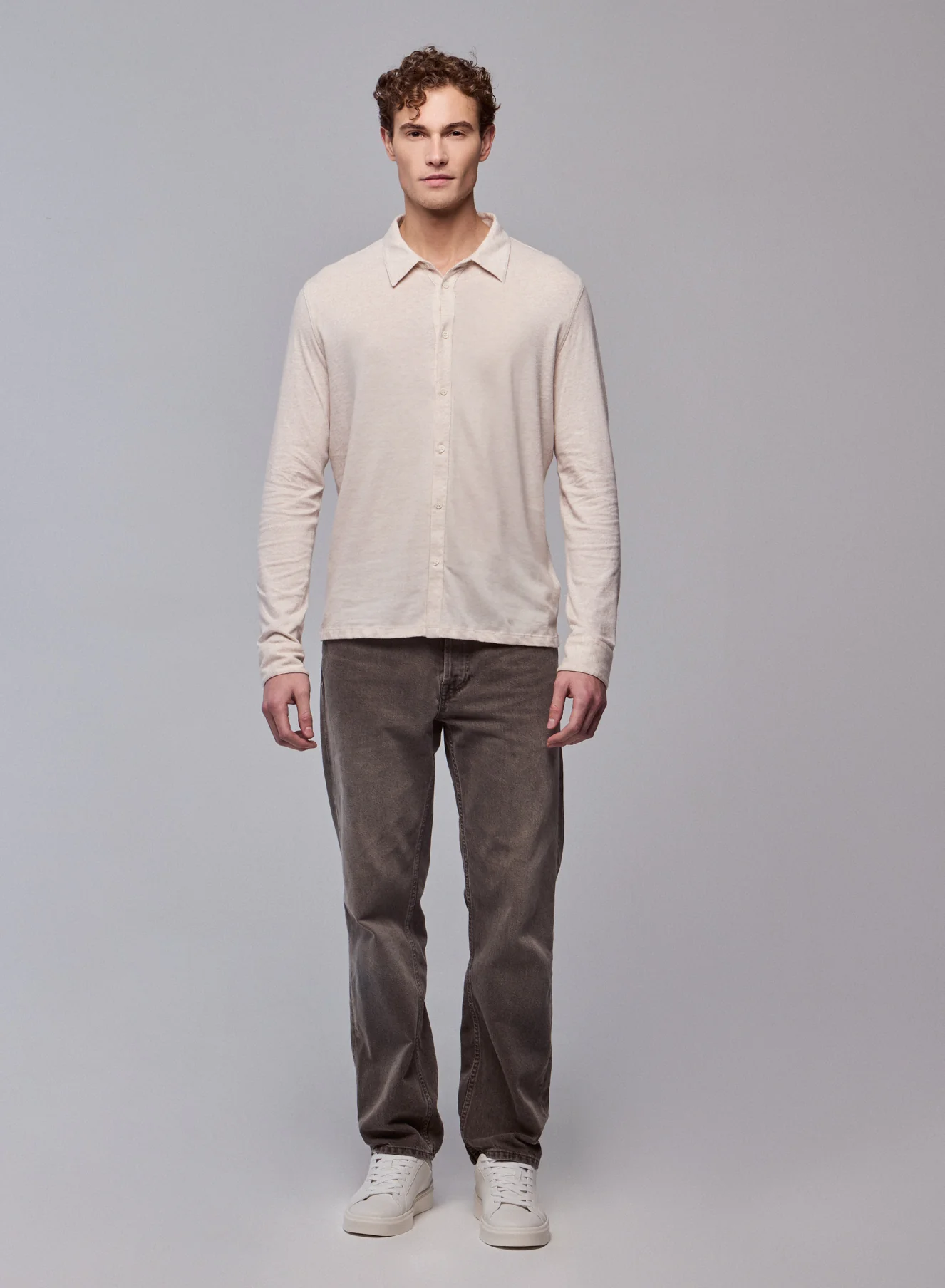 Chemise Beige Chemise Manches Longues en Coton organique - Image 5