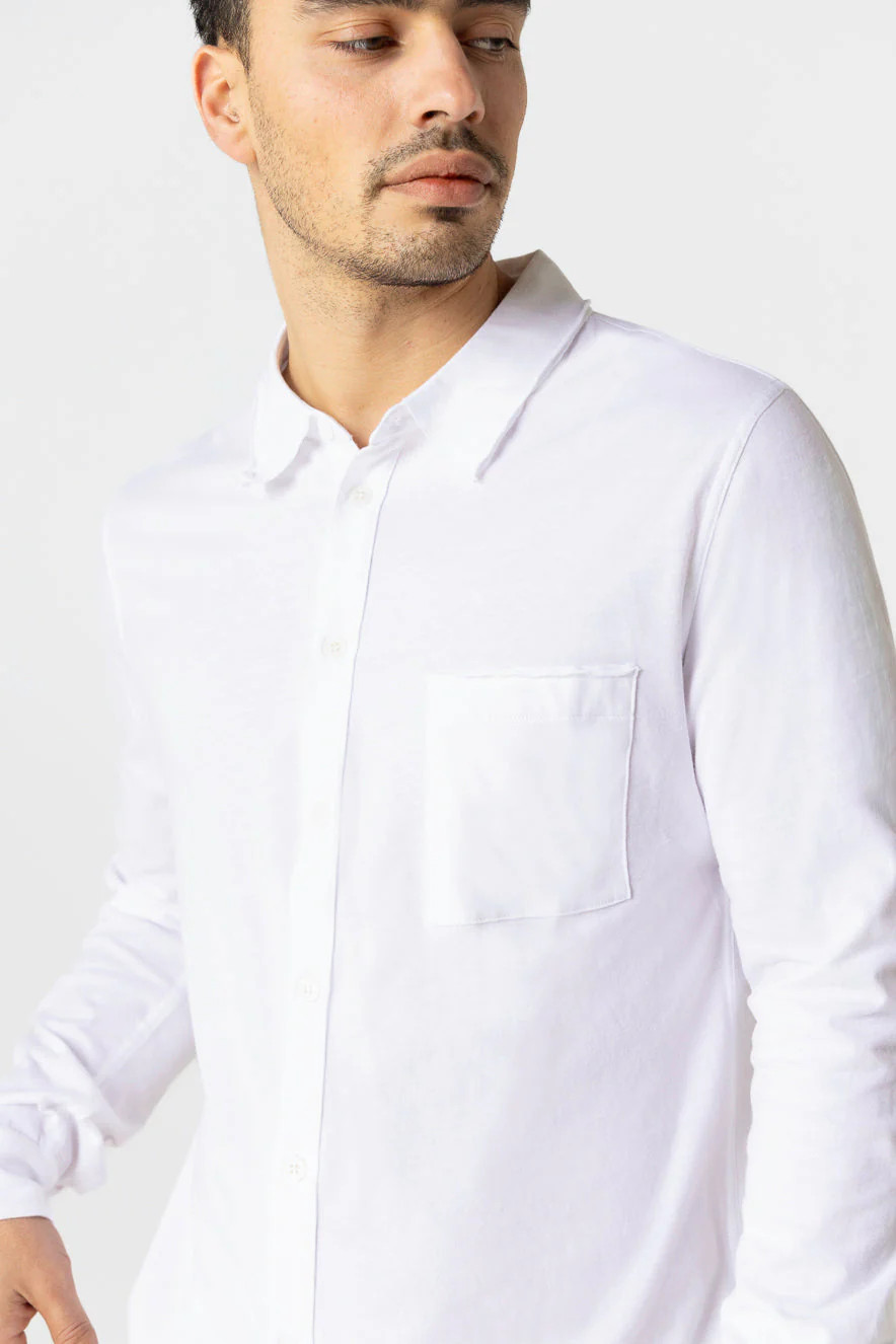 Chemise Blanche Col Chemise Manches Longues en Coton Organique - Image 4