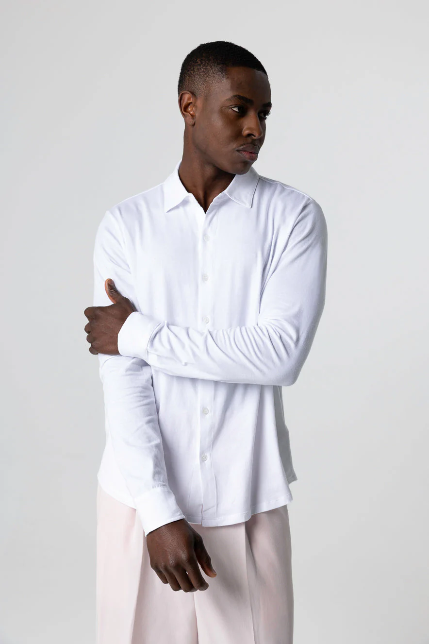 Chemise Blanche Manches Longues en Coton Organique / Elasthanne