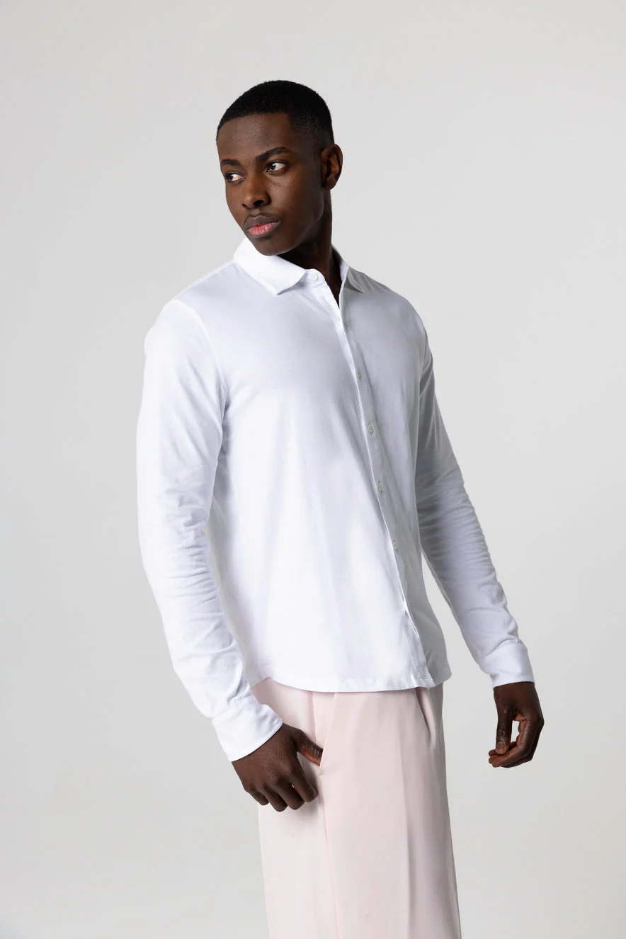 Chemise Blanche Manches Longues en Coton Organique / Elasthanne - Image 2