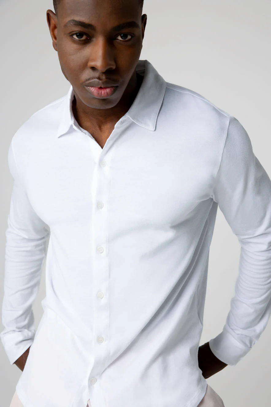 Chemise Blanche Manches Longues en Coton Organique / Elasthanne - Image 5