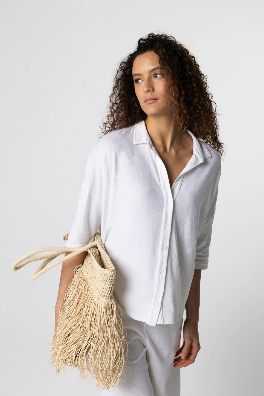 Chemise Milk Manches Courtes en Coton / Lin - Image 5