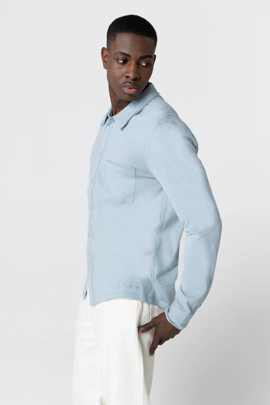 Chemise Bleu Clair Col Chemise Manches Longues en Coton Organique - Image 3