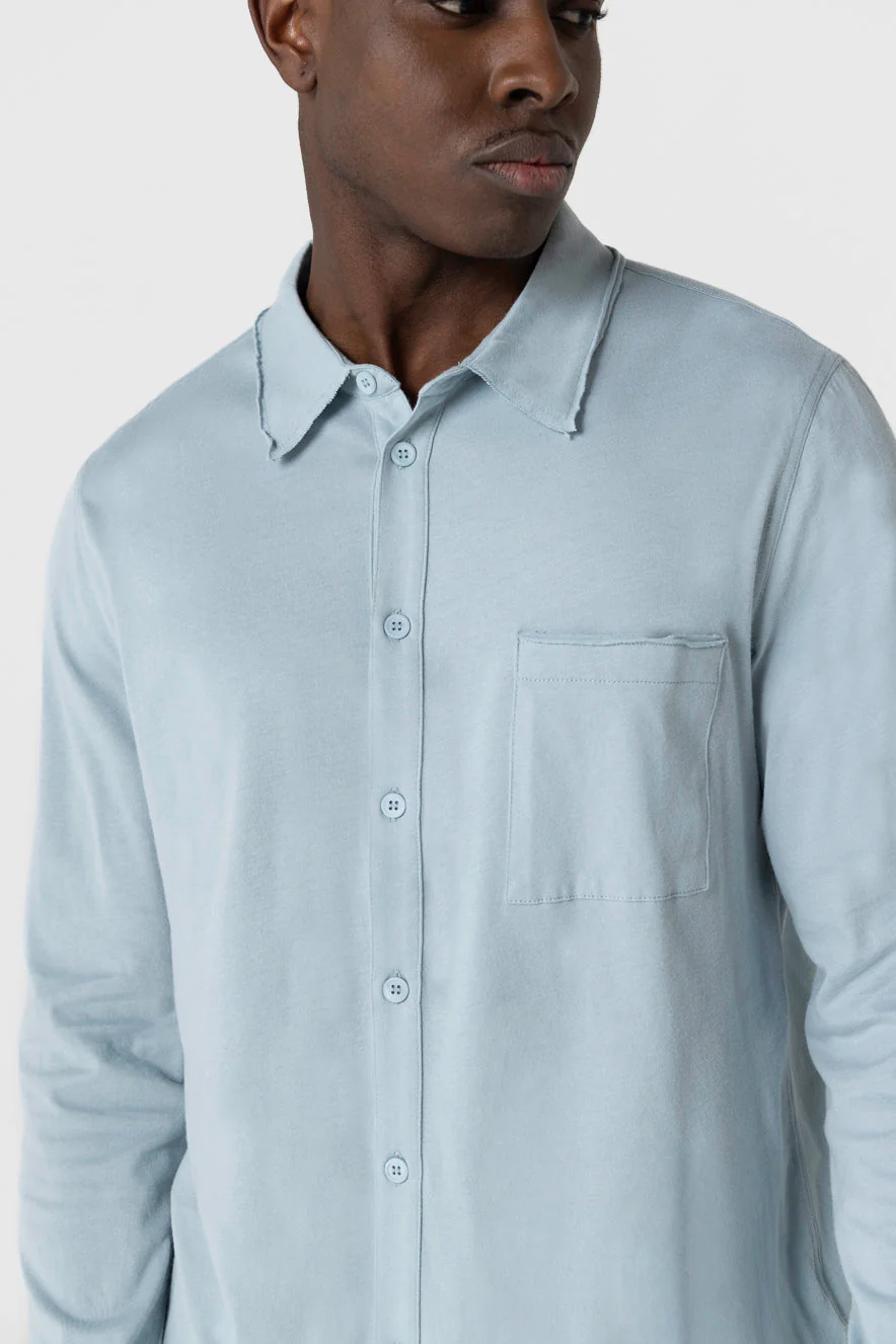 Chemise Bleu Clair Col Chemise Manches Longues en Coton Organique - Image 5