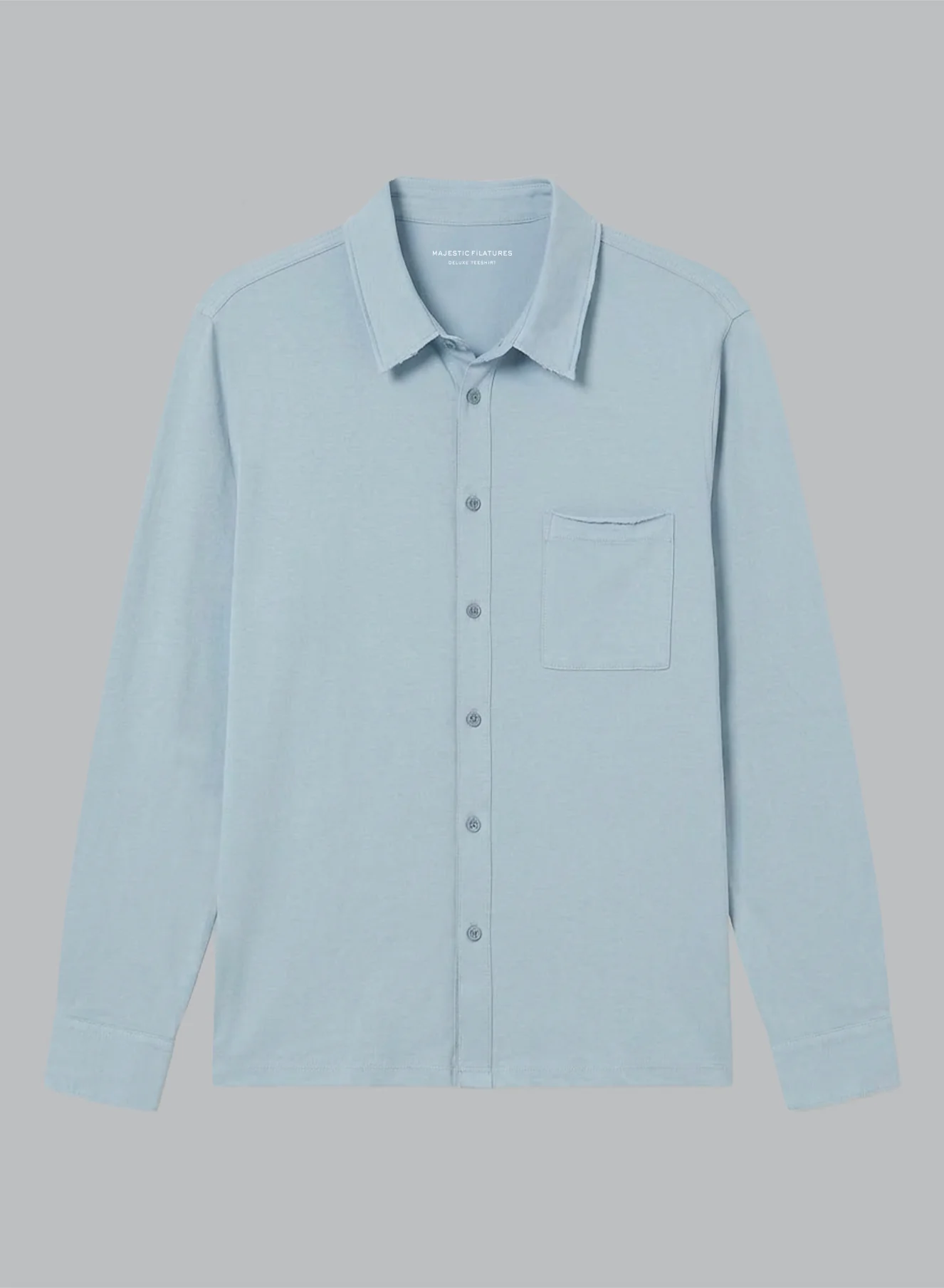 Chemise Bleu Clair Col Chemise Manches Longues en Coton Organique - Image 6