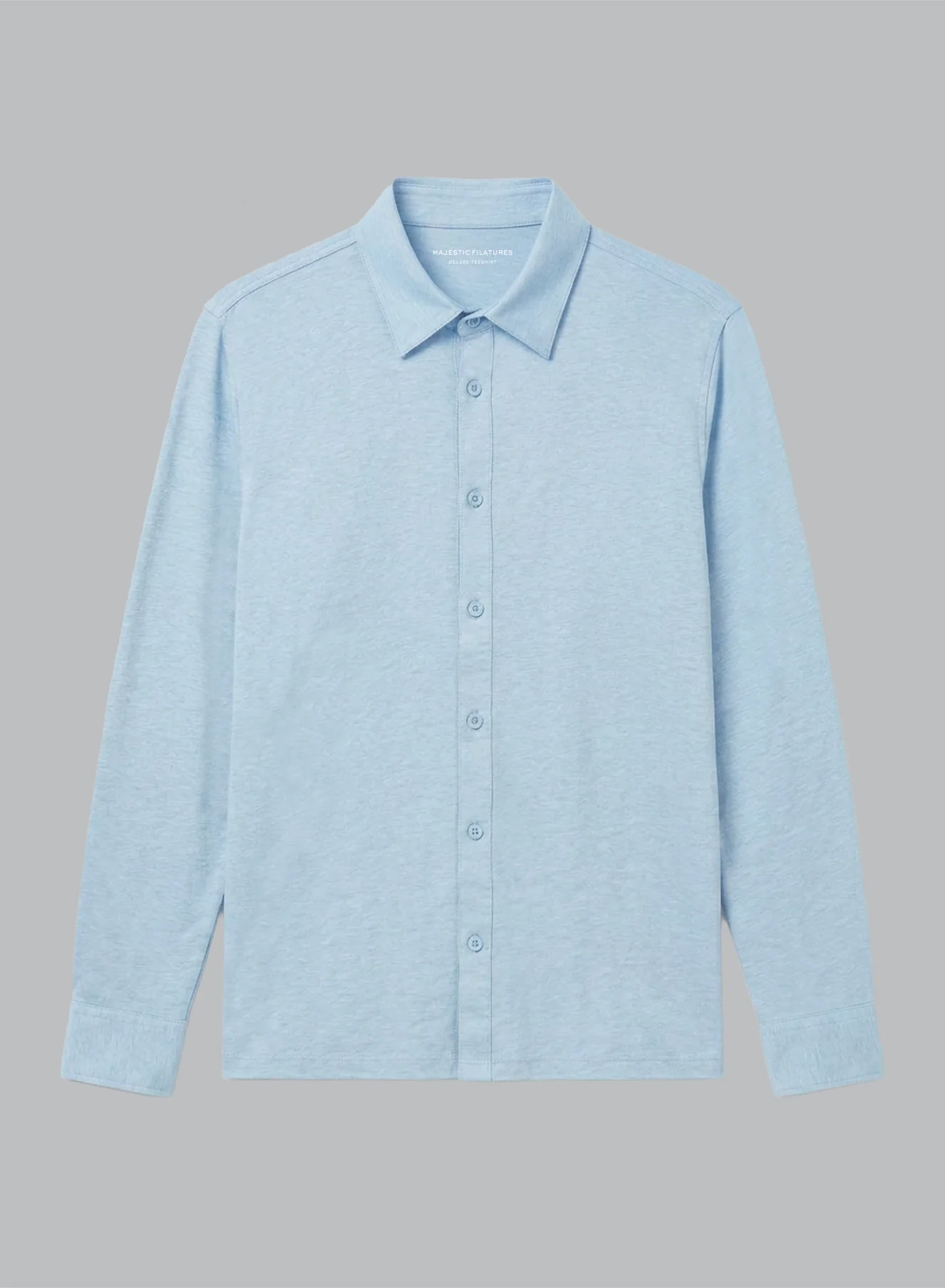 Chemise Bleu Clair Col Chemise Manches Longues en Lin / Elasthanne - Image 5