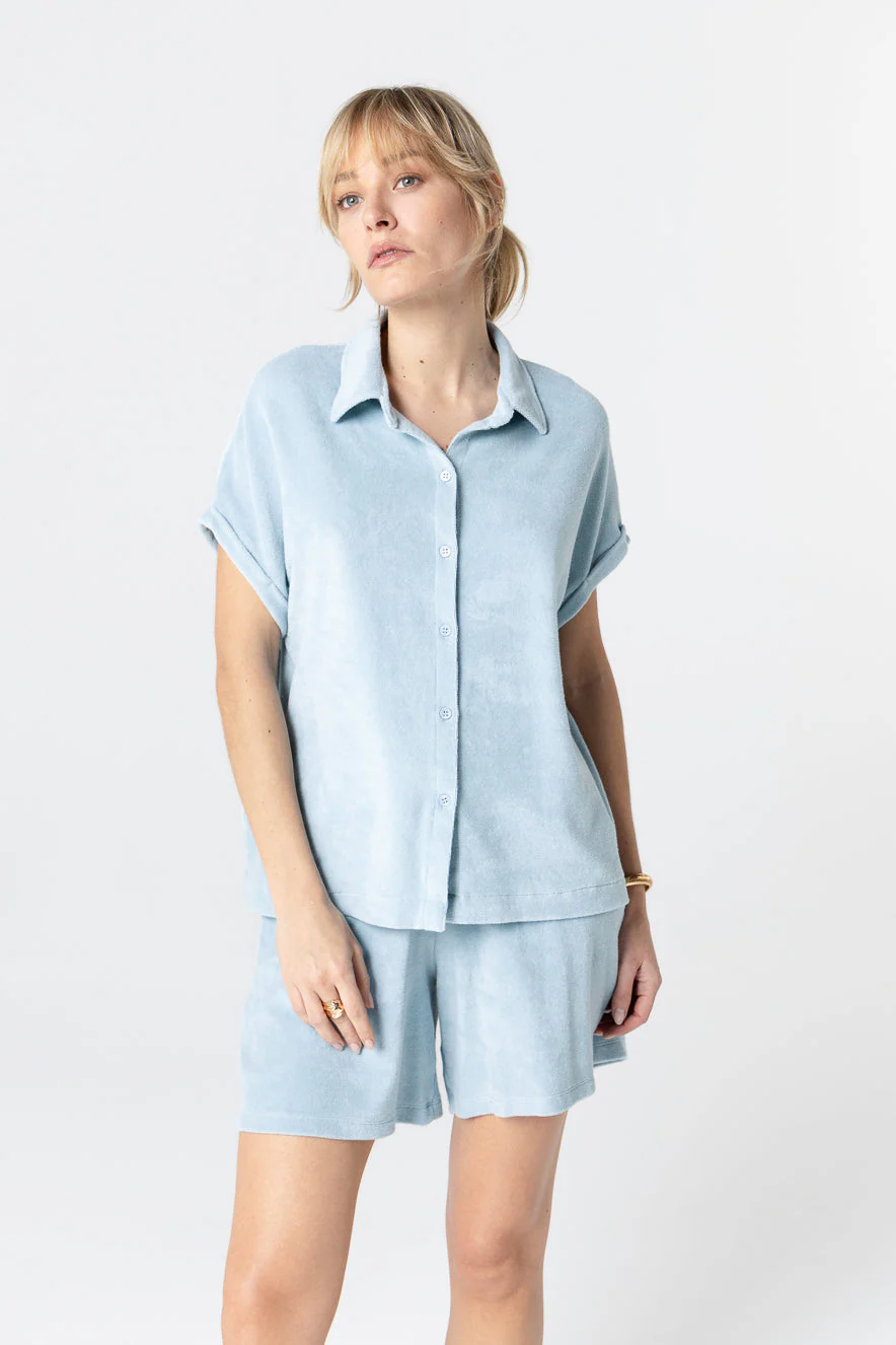 Chemise Bleu Clair Sans Manches en Coton organique / Polyamide