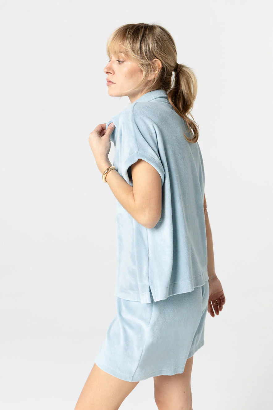 Chemise Bleu Clair Sans Manches en Coton organique / Polyamide - Image 2