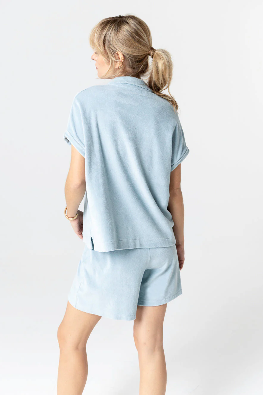 Chemise Bleu Clair Sans Manches en Coton organique / Polyamide - Image 3