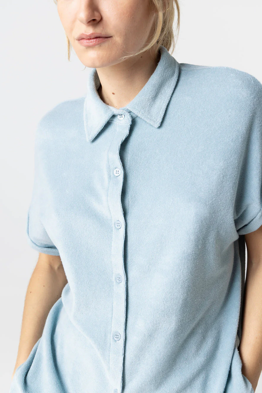 Chemise Bleu Clair Sans Manches en Coton organique / Polyamide - Image 4