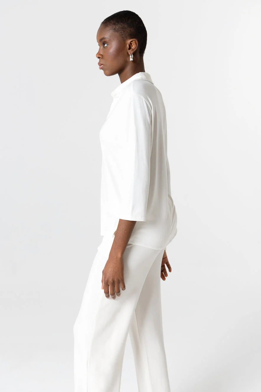 Chemise Crème Manches Trois quarts en Viscose / Élasthanne - Image 4