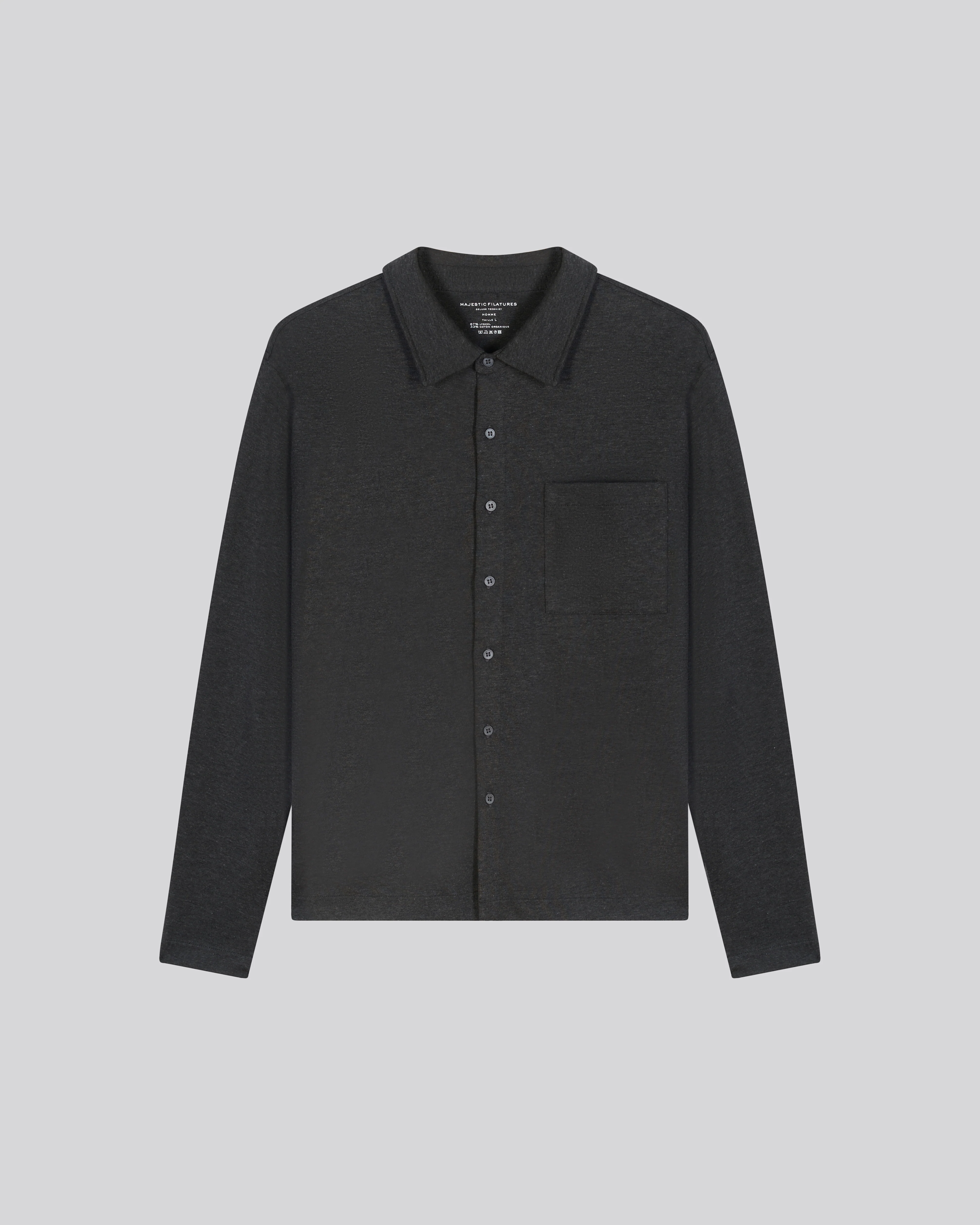 Chemise Gris Chemise Manches Longues en Lyocel, Tencel / Coton organique