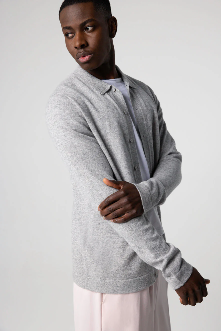 Chemise Grise Manches Longues en Cachemire - Image 2