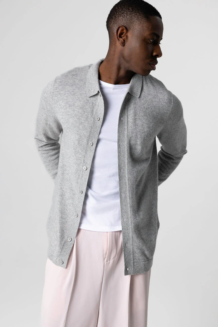 Chemise Grise Manches Longues en Cachemire - Image 3