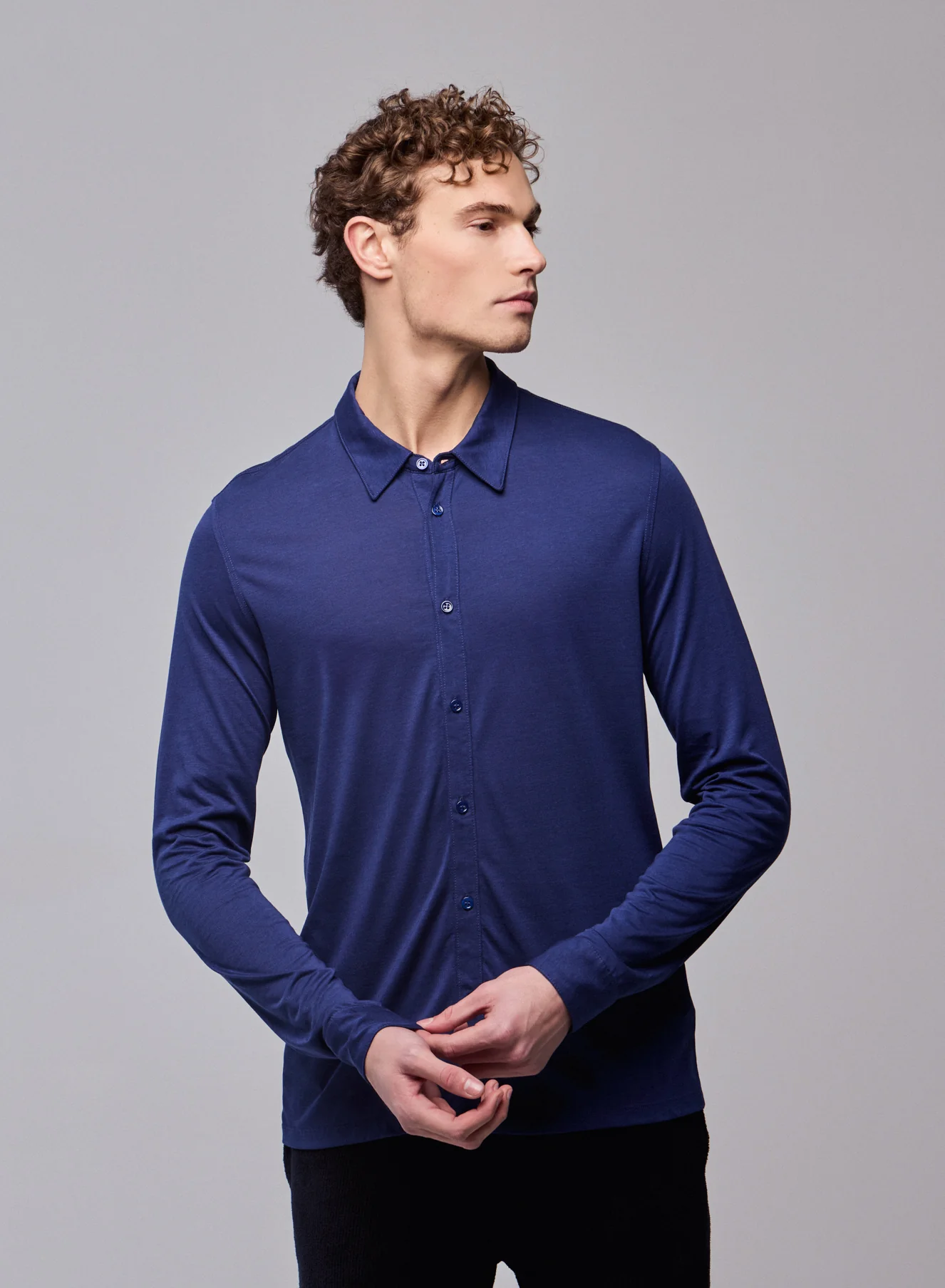 Chemise Marine Chemise Manches Longues en Coton Organique / Polyester