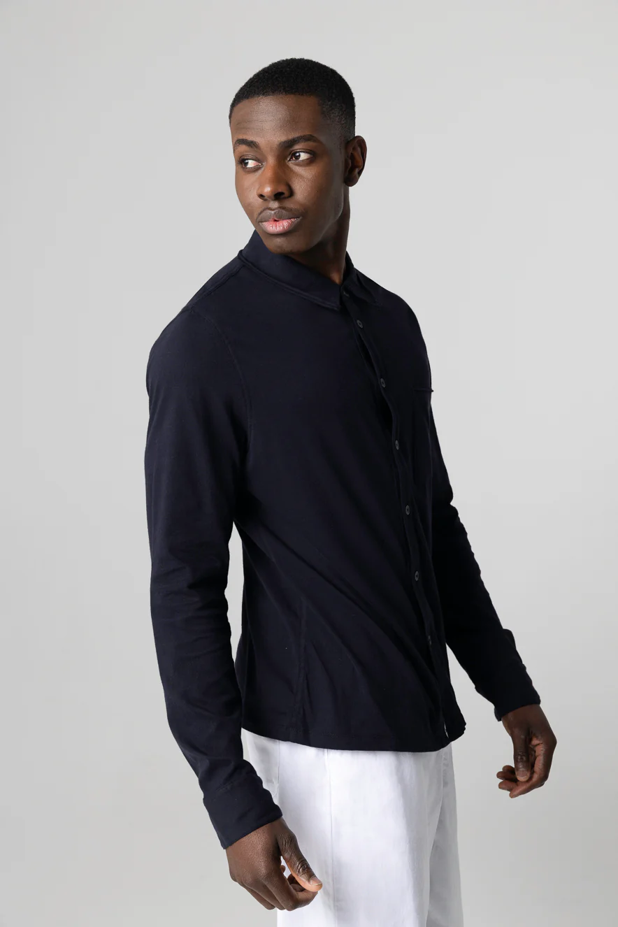 Chemise Marine Col Chemise Manches Longues en Coton Organique - Image 3