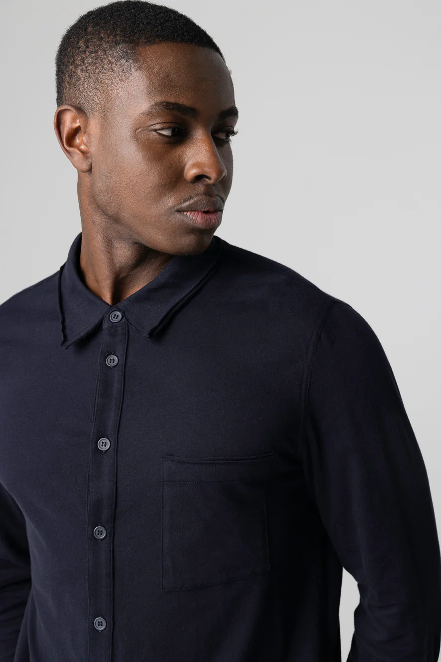 Chemise Marine Col Chemise Manches Longues en Coton Organique - Image 5