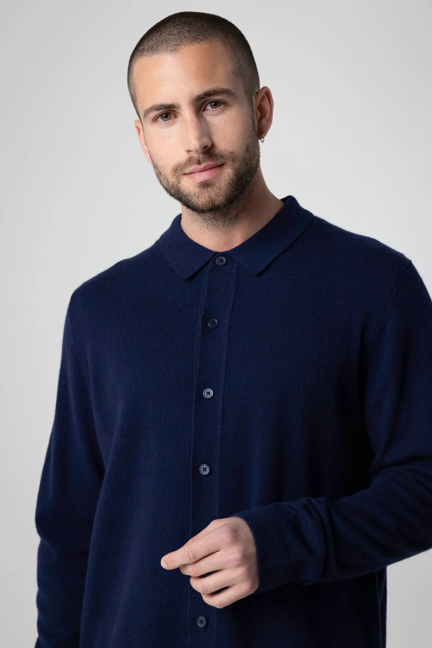 Chemise Marine Manches Longues en Cachemire - Image 3