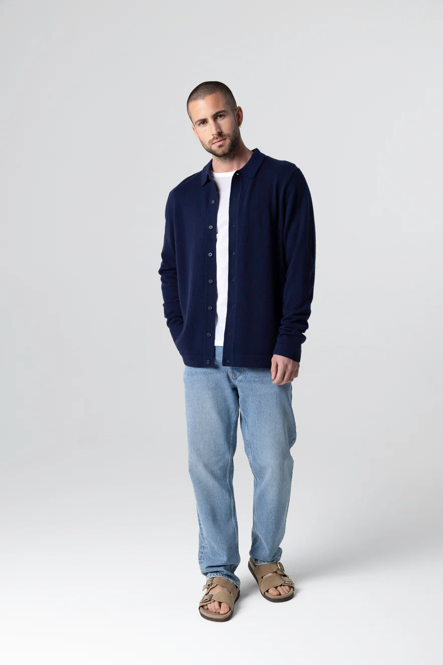 Chemise Marine Manches Longues en Cachemire - Image 5