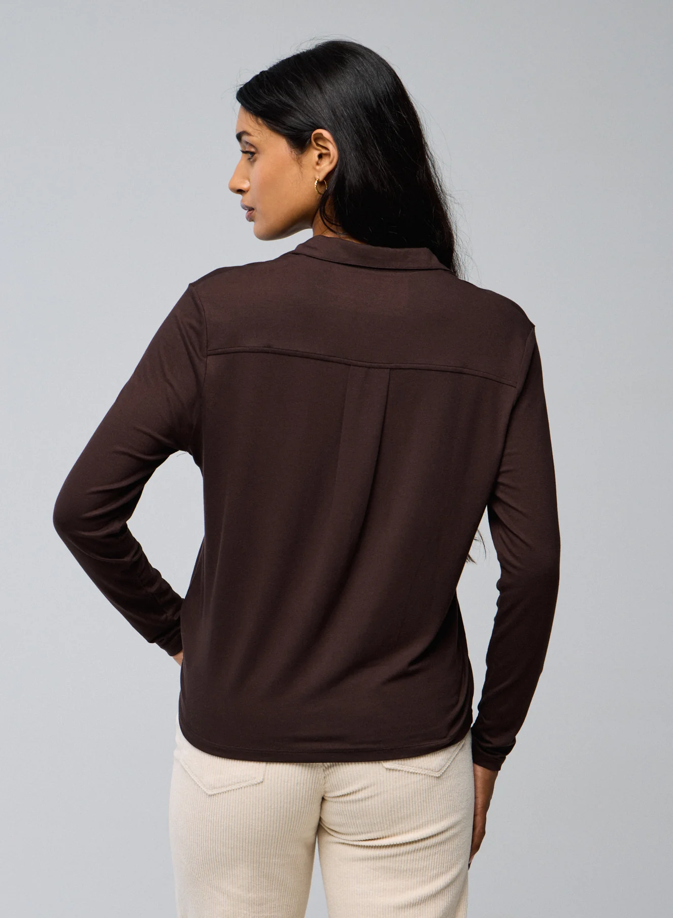 Chemise Marron Chemise Manches Longues en Viscose / Elasthanne - Image 4