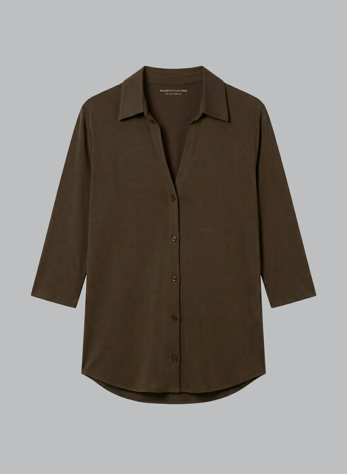 Chemise Marron Foncé Manches Trois quarts en Viscose / Elasthanne - Image 6