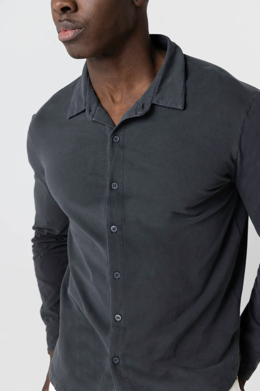 Chemise Noire HD Manches Longues en Coton organique / Elasthanne - Image 2