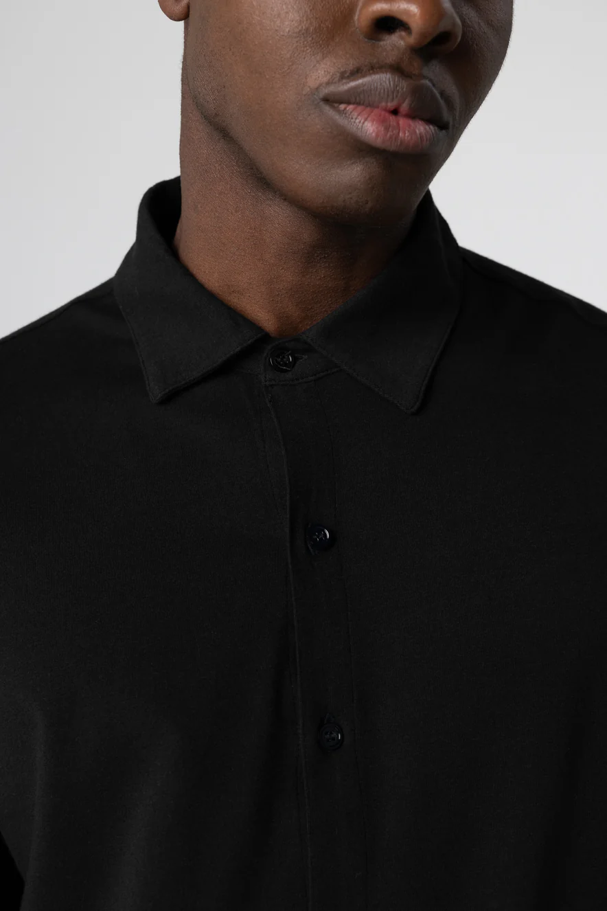 Chemise Noire Manches Longues en Coton organique / Elasthanne - Image 3