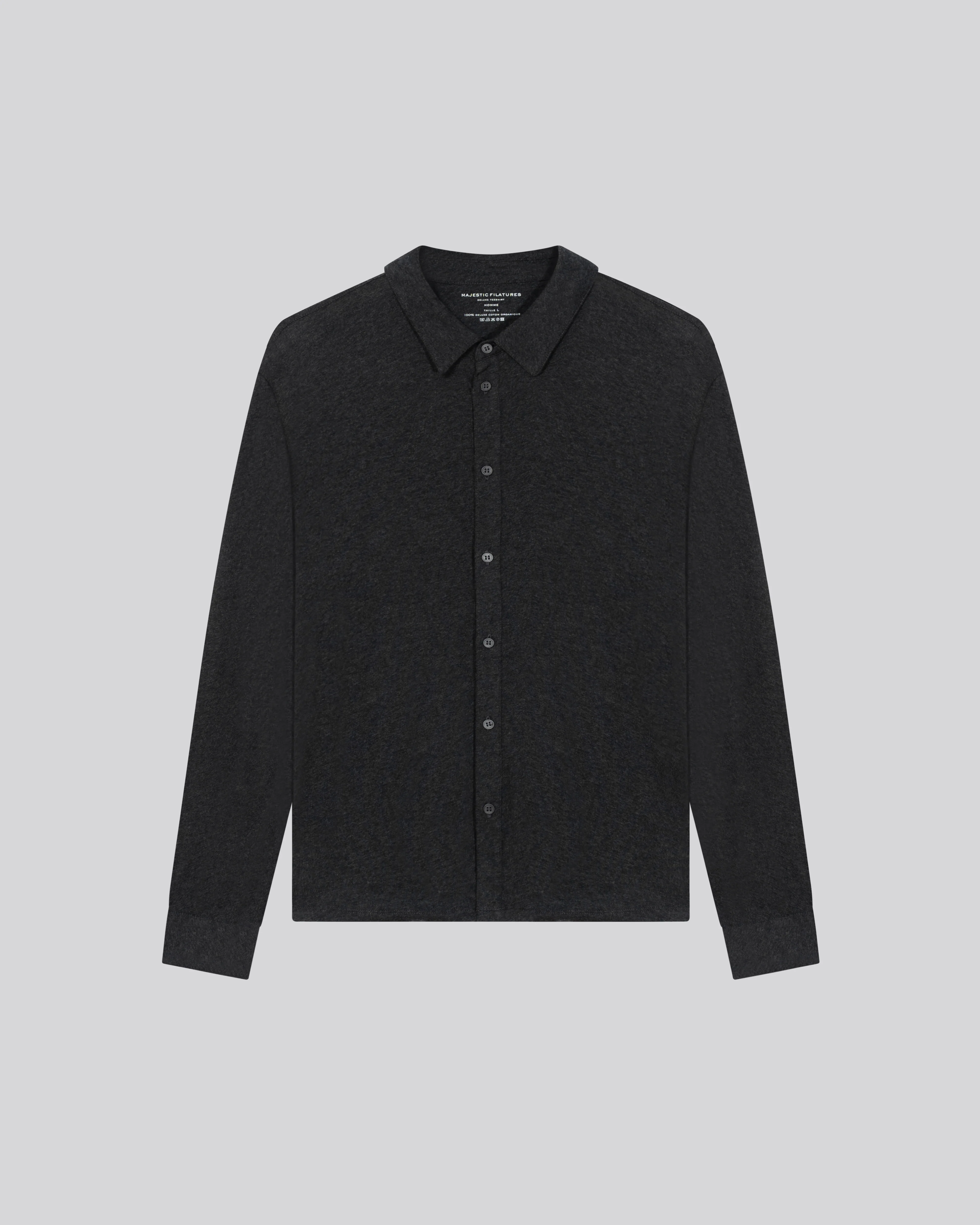 Chemise Noire Chinée Manches Longues en Deluxe Coton - Image 6