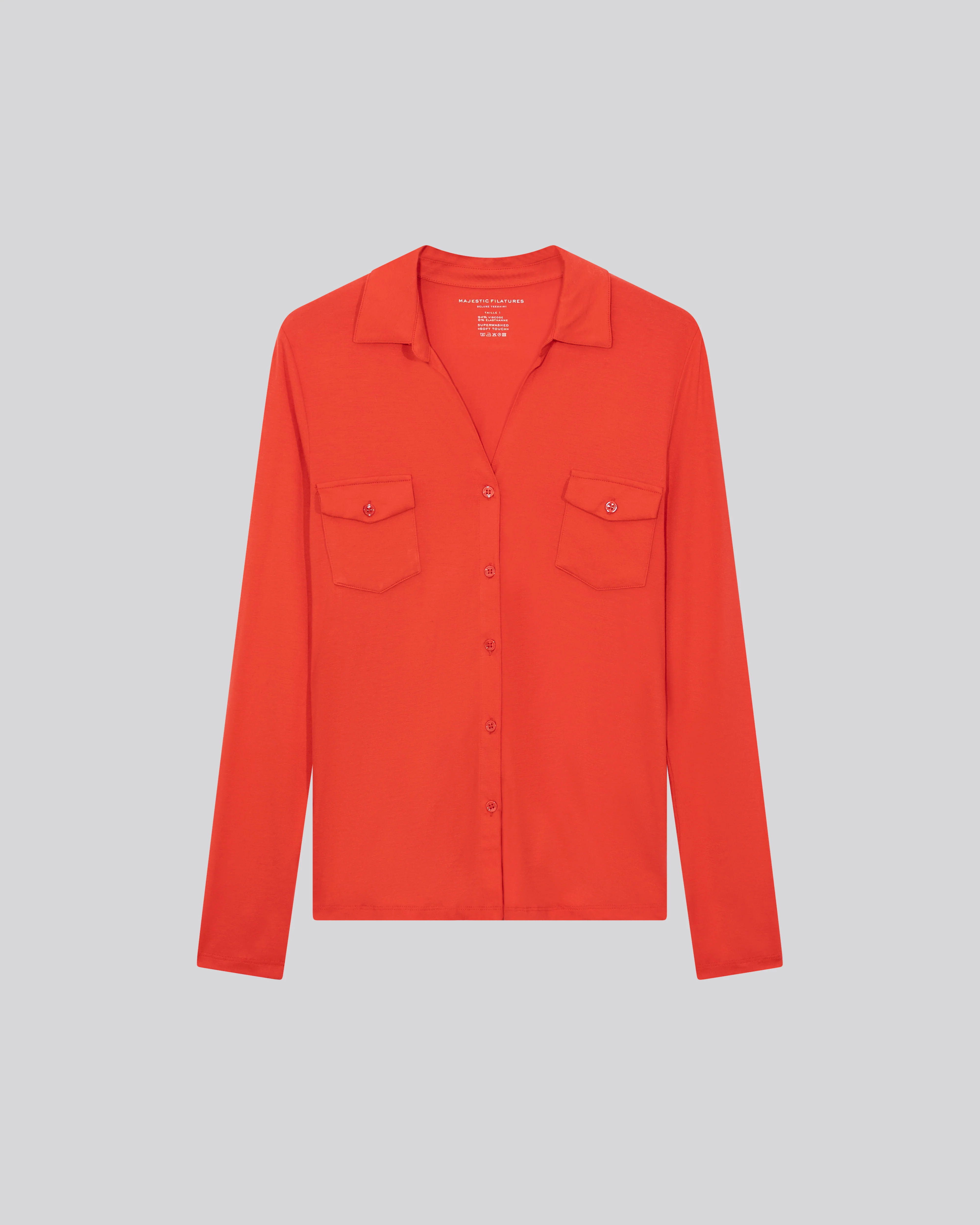 Chemise Orange Chemise Manches Longues en Viscose / Elasthanne - Image 6