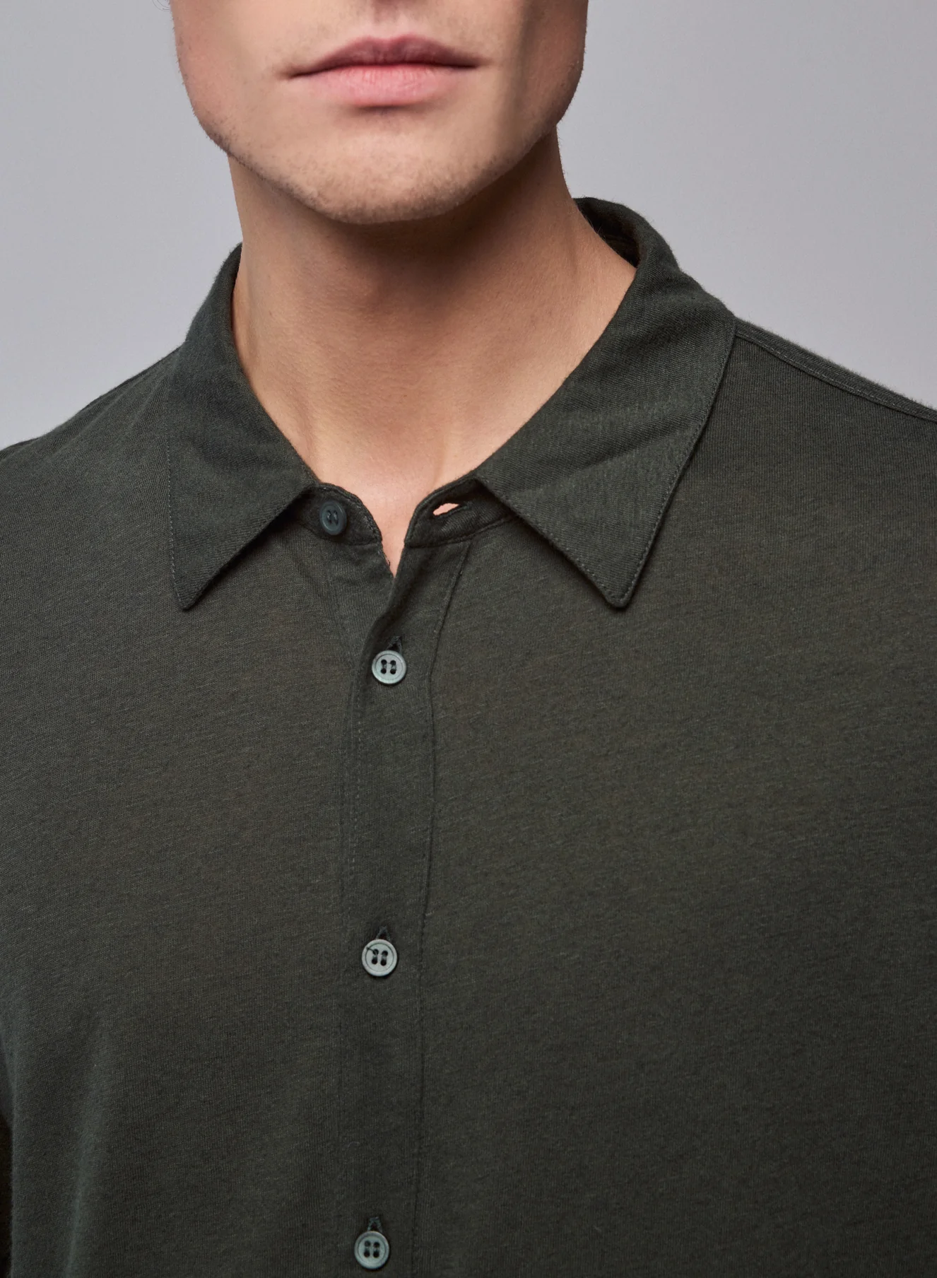 Chemise Vert Chemise Manches Longues en Coton / Cachemire - Image 3