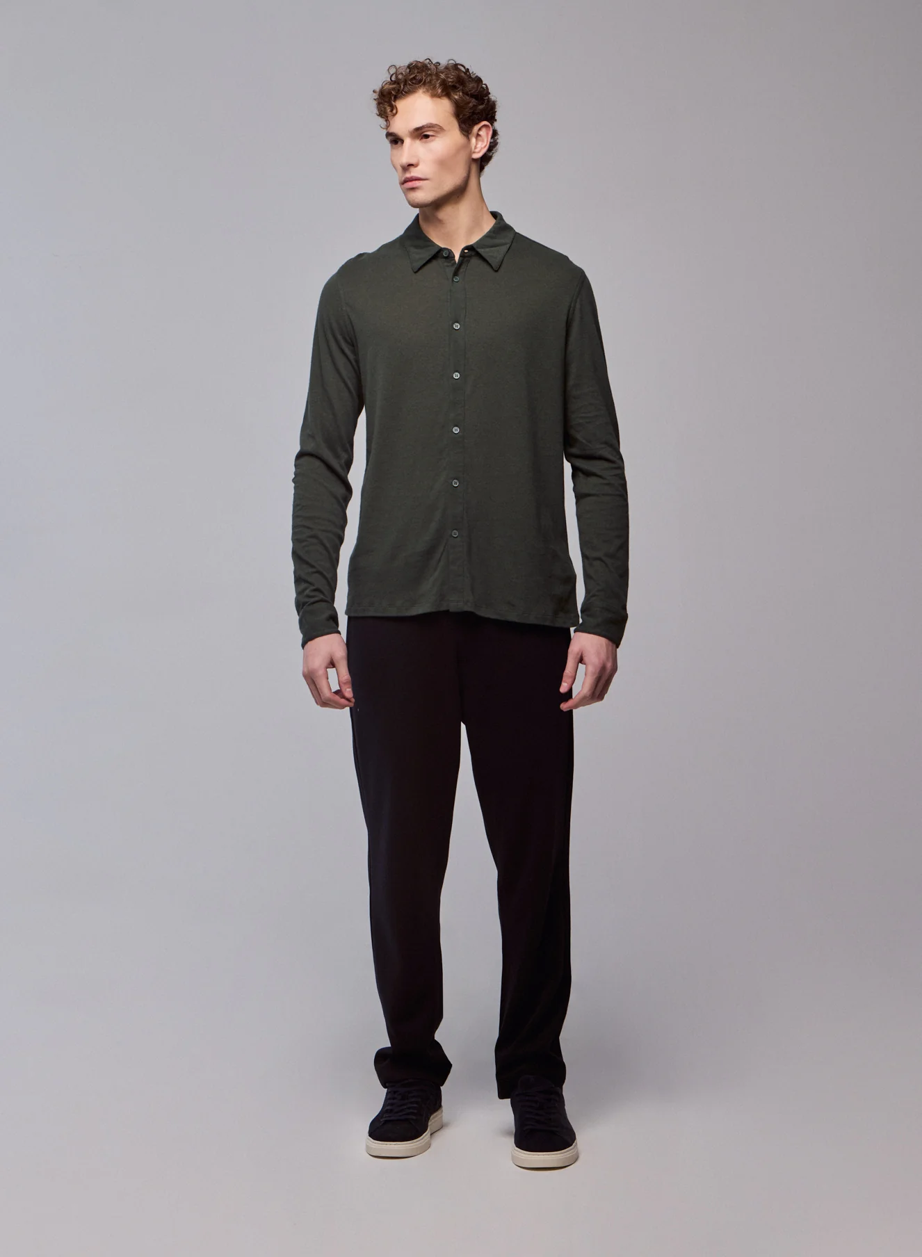 Chemise Vert Chemise Manches Longues en Coton / Cachemire - Image 5