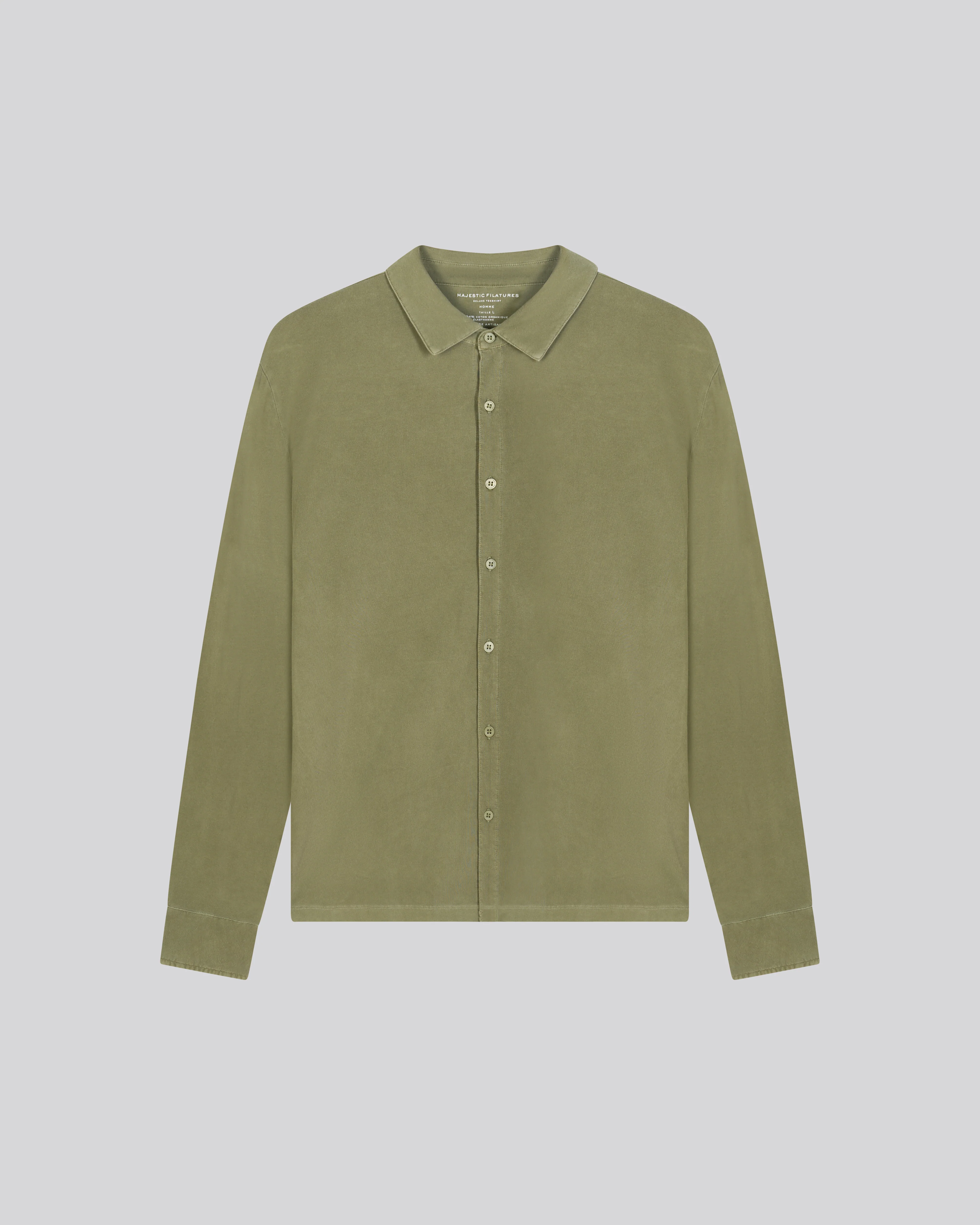 Chemise Verte Manches Longues en Coton organique / Elasthanne