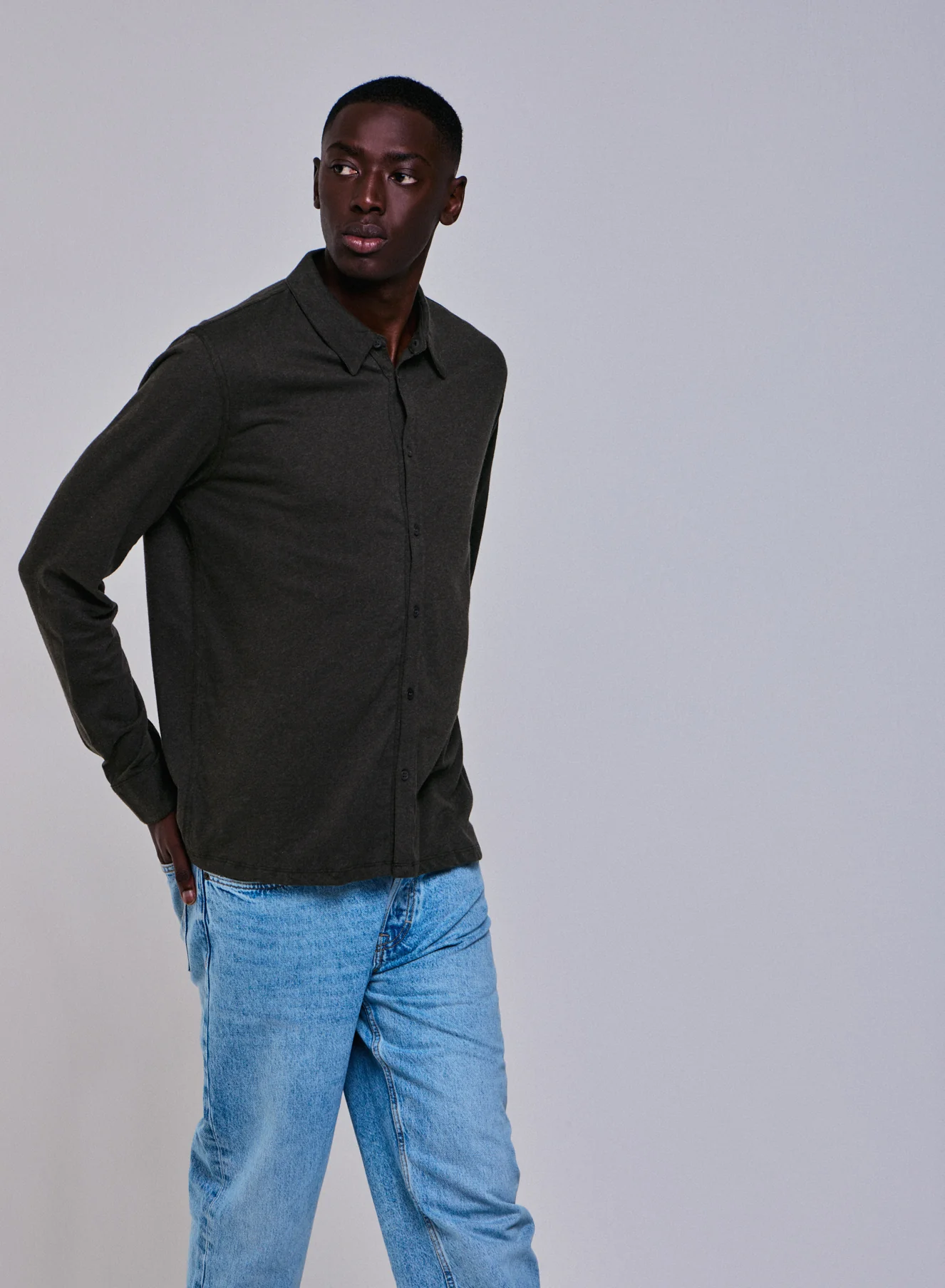 Chemise Vert Chemise Manches Longues en Coton organique