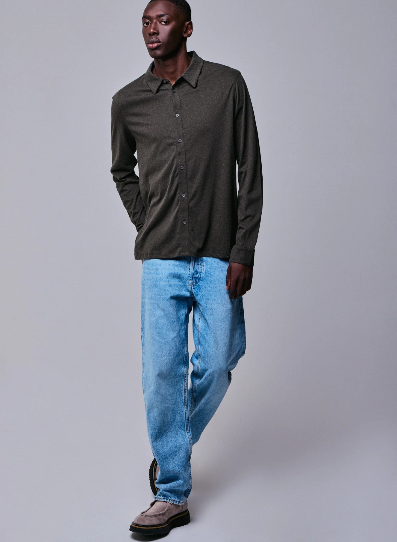 Chemise Vert Chemise Manches Longues en Coton organique - Image 2
