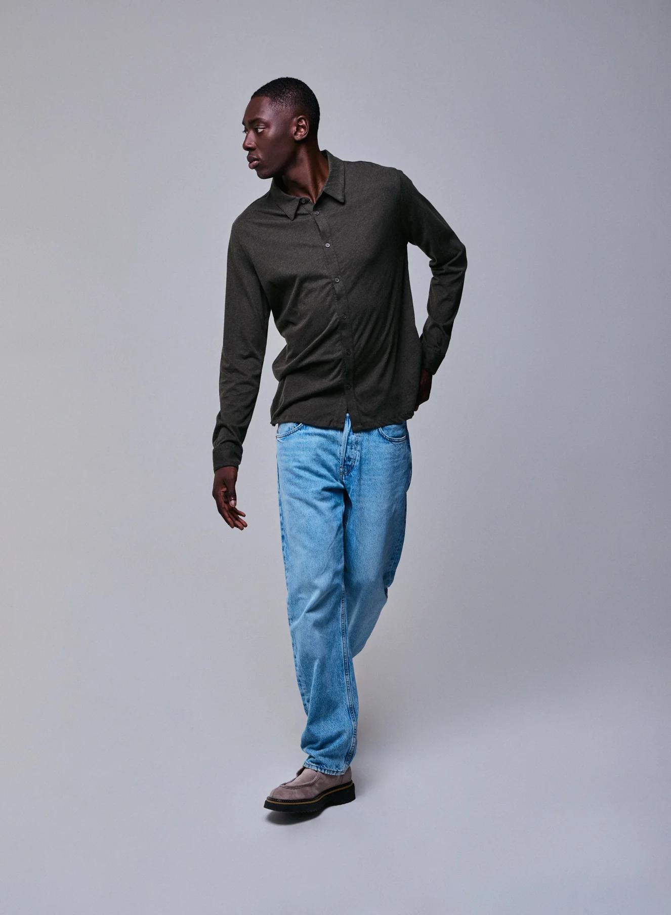 Chemise Vert Chemise Manches Longues en Coton organique - Image 3