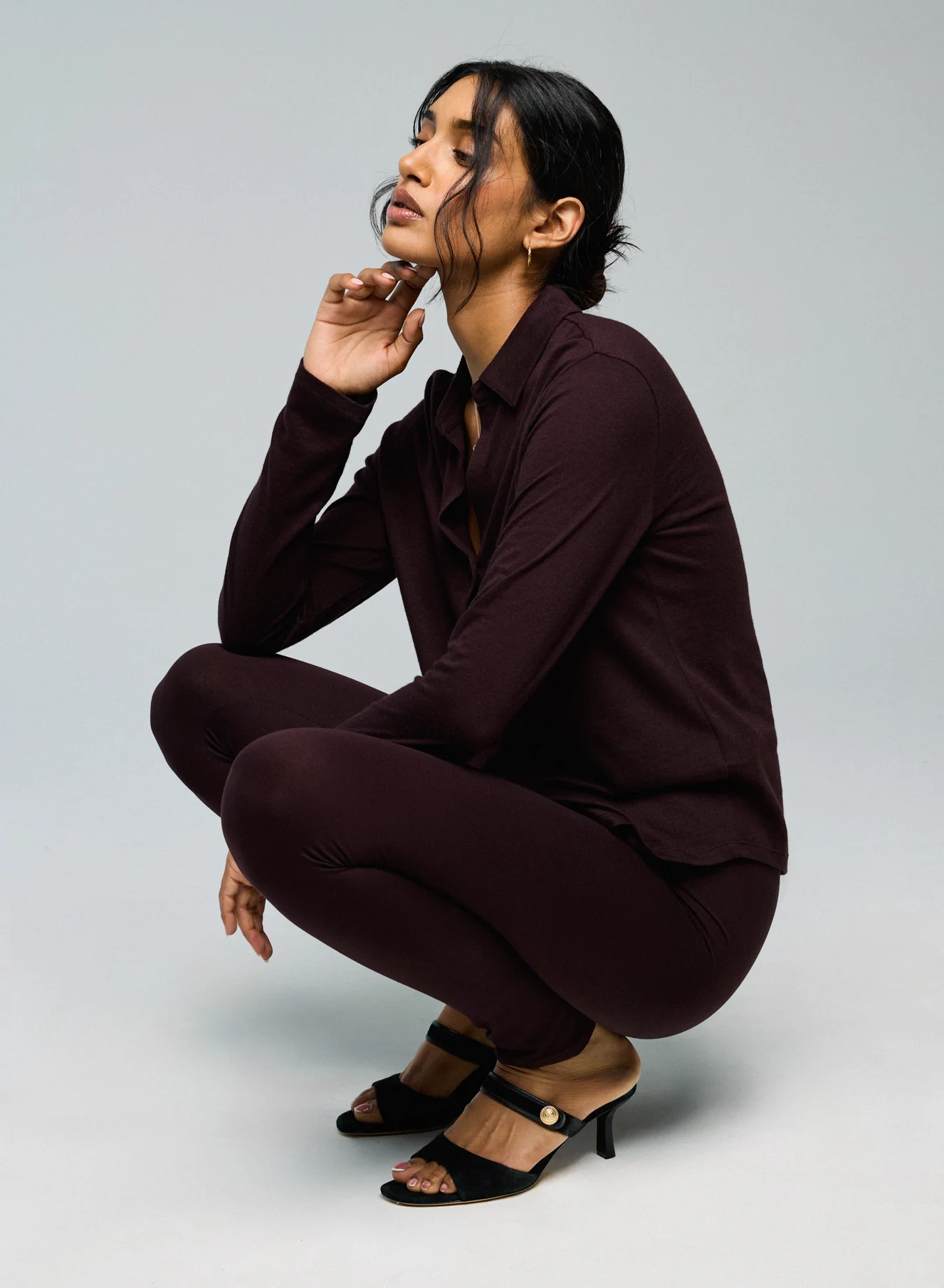 Chemise Aubergine Chemise Manches Longues en Coton Organique / Cachemire - Image 2