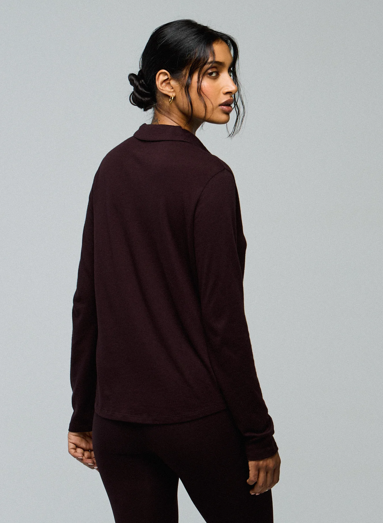 Chemise Aubergine Chemise Manches Longues en Coton Organique / Cachemire - Image 3