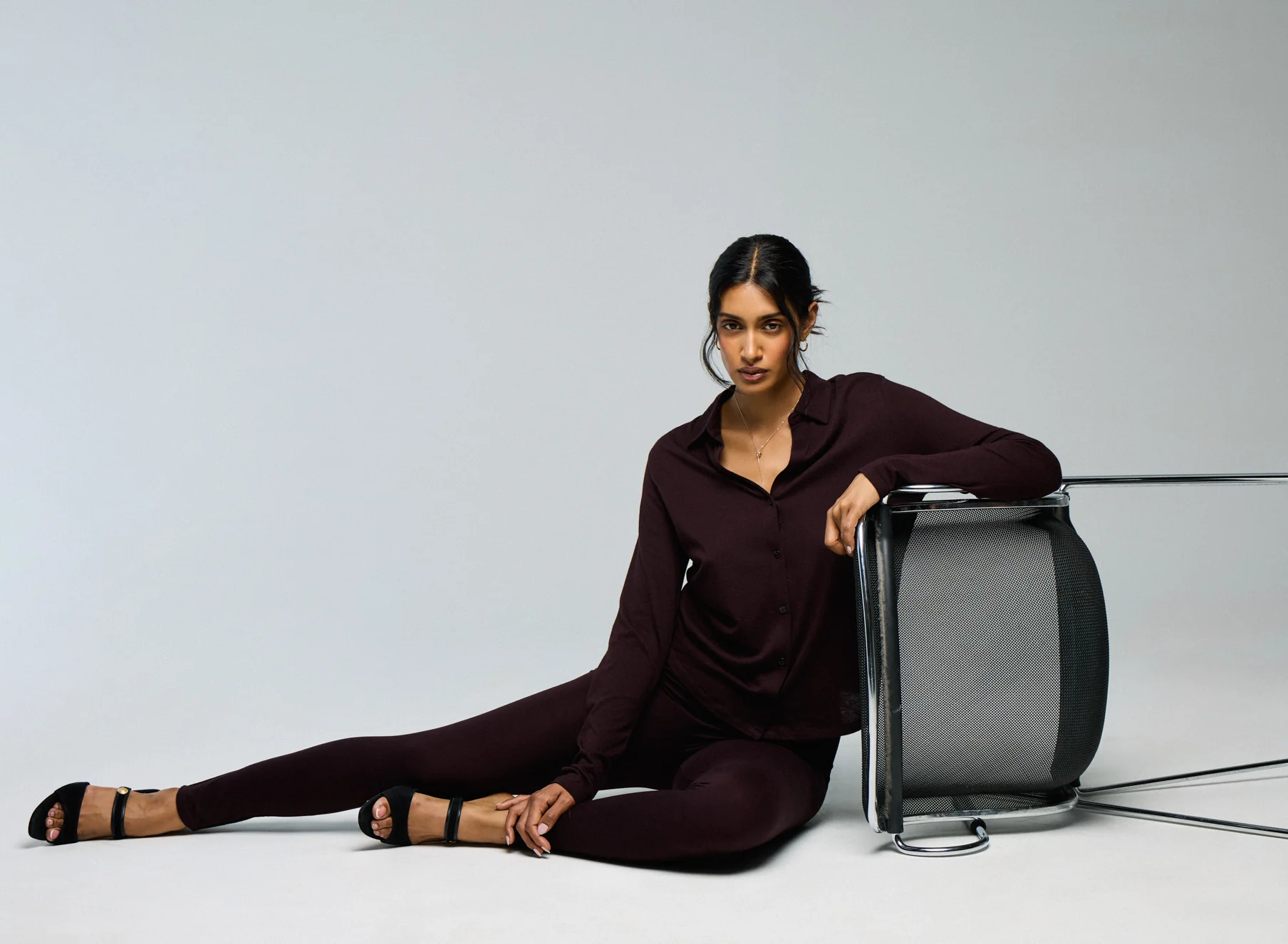 Chemise Aubergine Chemise Manches Longues en Coton Organique / Cachemire - Image 5