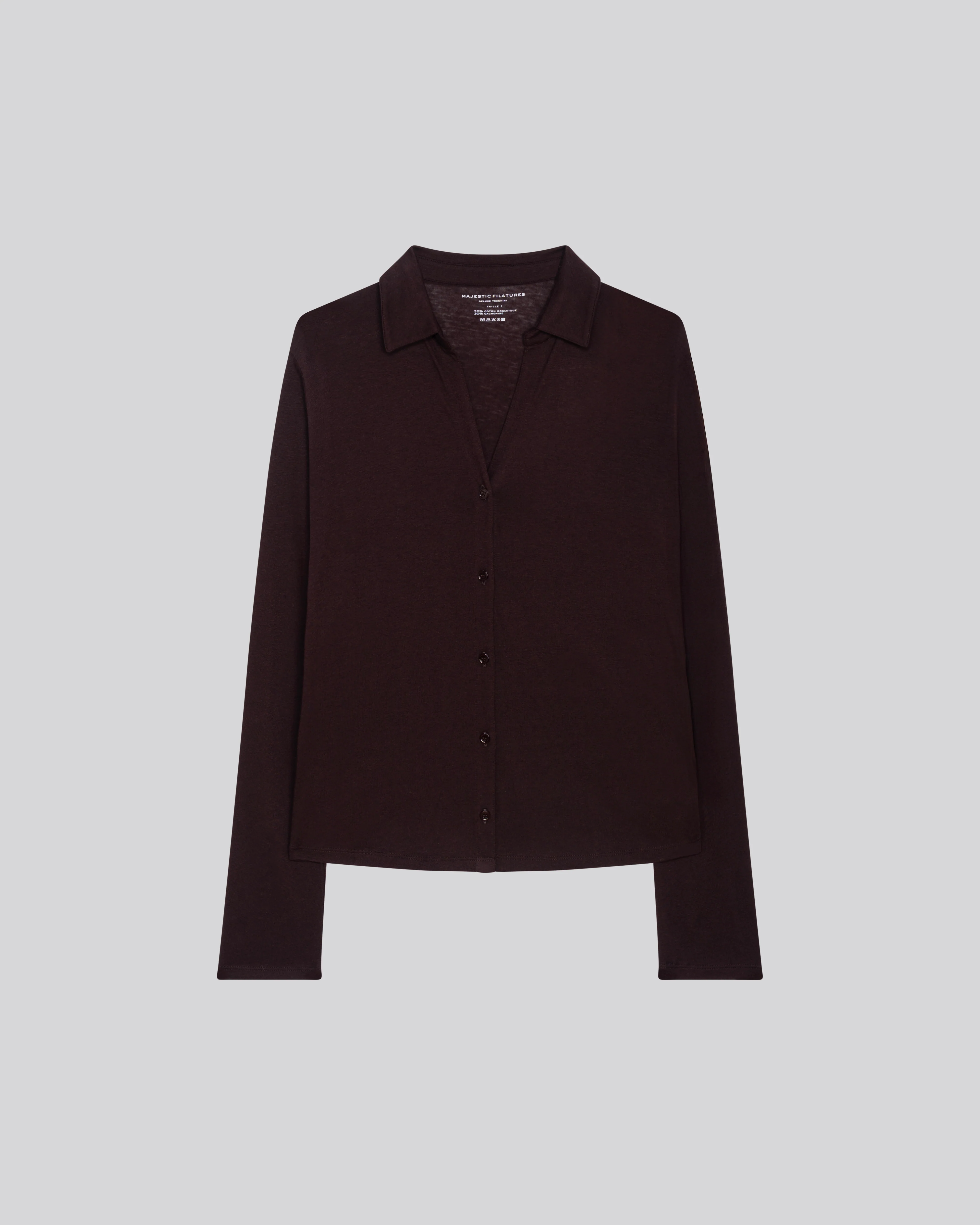 Chemise Aubergine Chemise Manches Longues en Coton Organique / Cachemire - Image 6