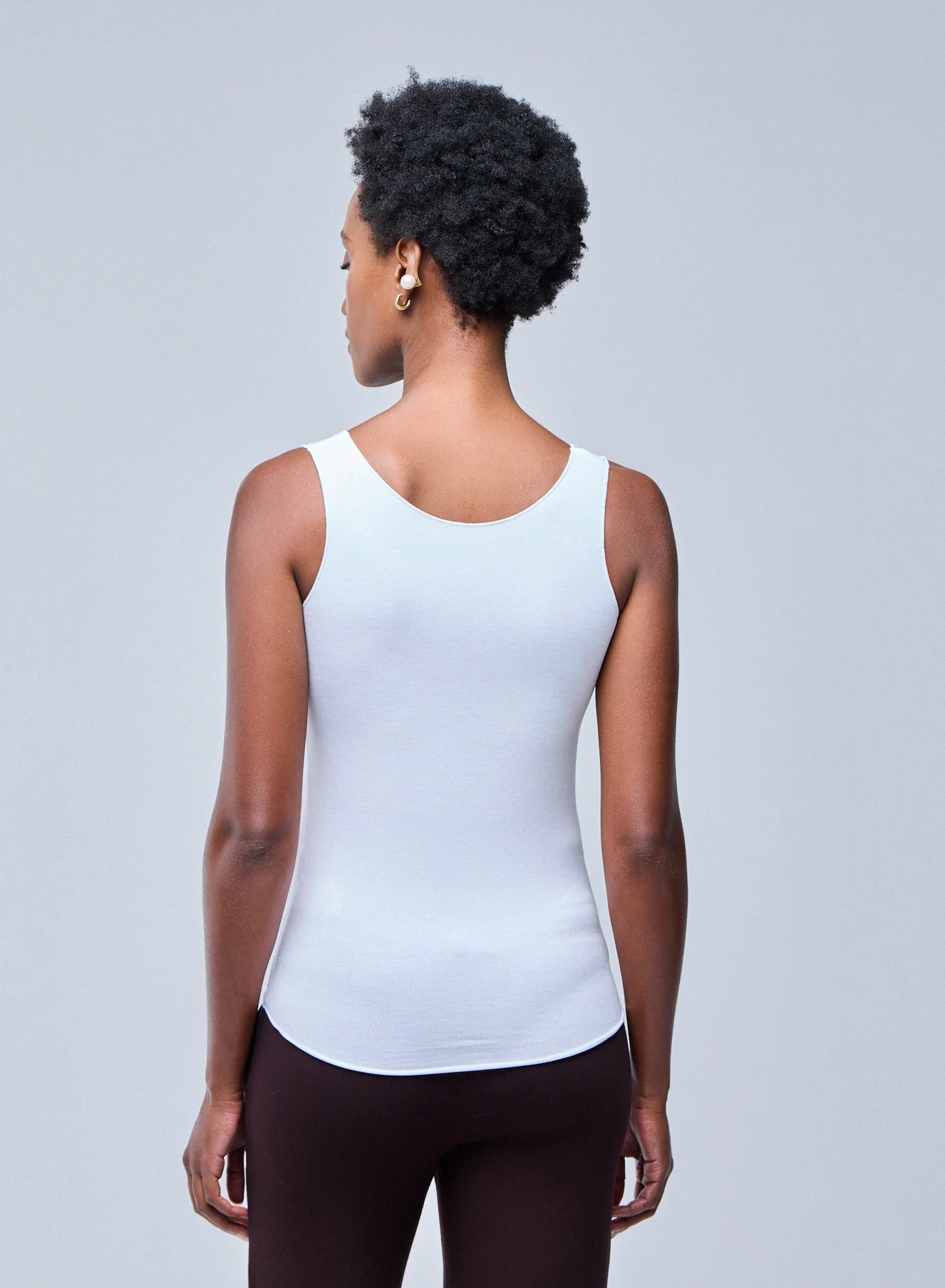 Débardeur Blanc Col U Sans Manches en Viscose / Élasthanne - Image 3