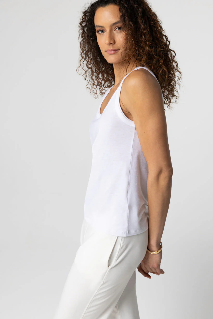 Débardeur Blanc Col U Sans Manches en Lyocel, Tencel / Coton Organique - Image 3