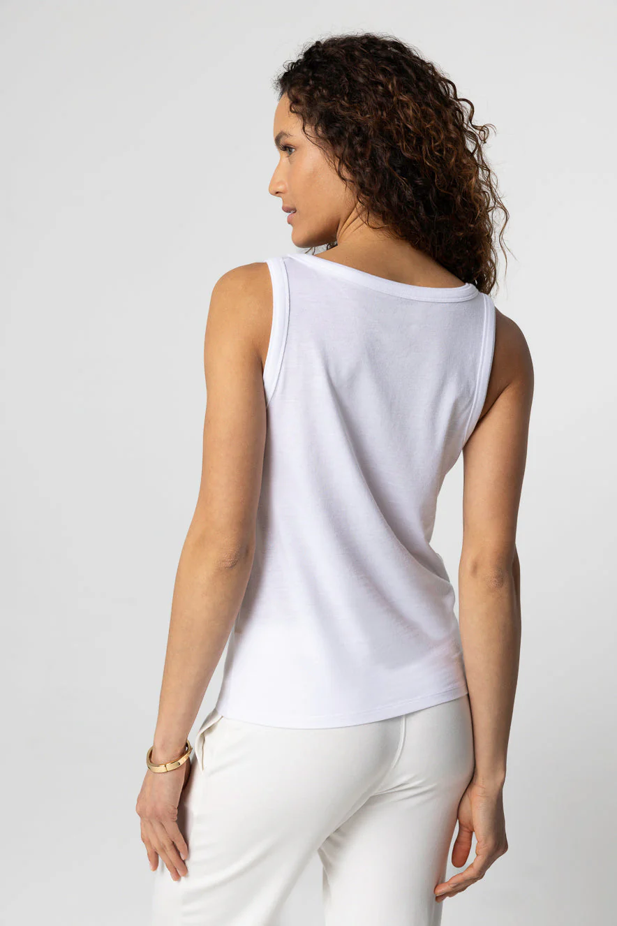 Débardeur Blanc Col U Sans Manches en Lyocel, Tencel / Coton Organique - Image 4