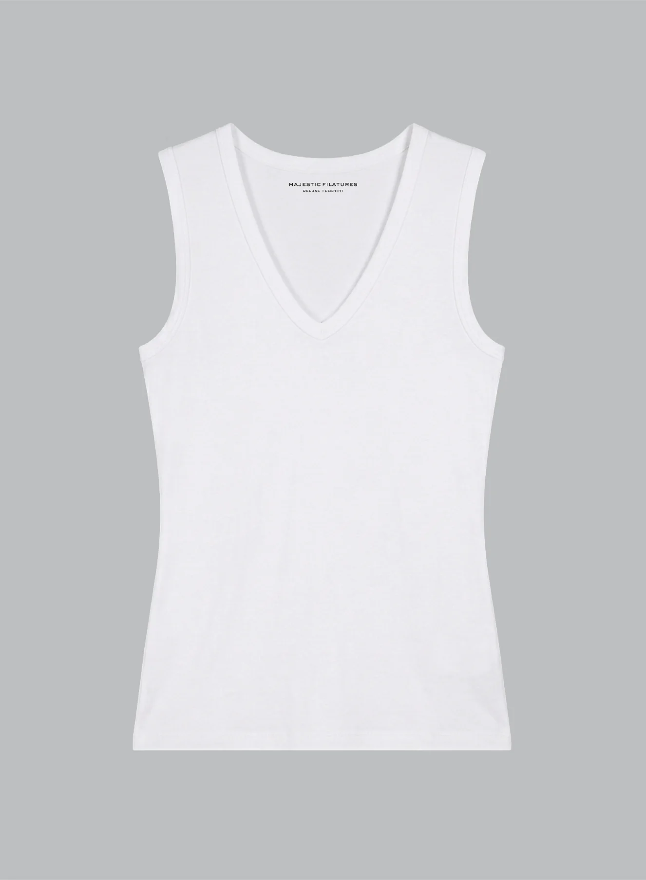Débardeur Blanc Col V Sans Manches en Viscose / Elasthanne - Image 6