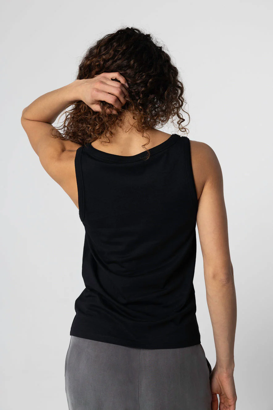 Débardeur Noir Col U Sans Manches en Lyocel, Tencel / Coton Organique - Image 4