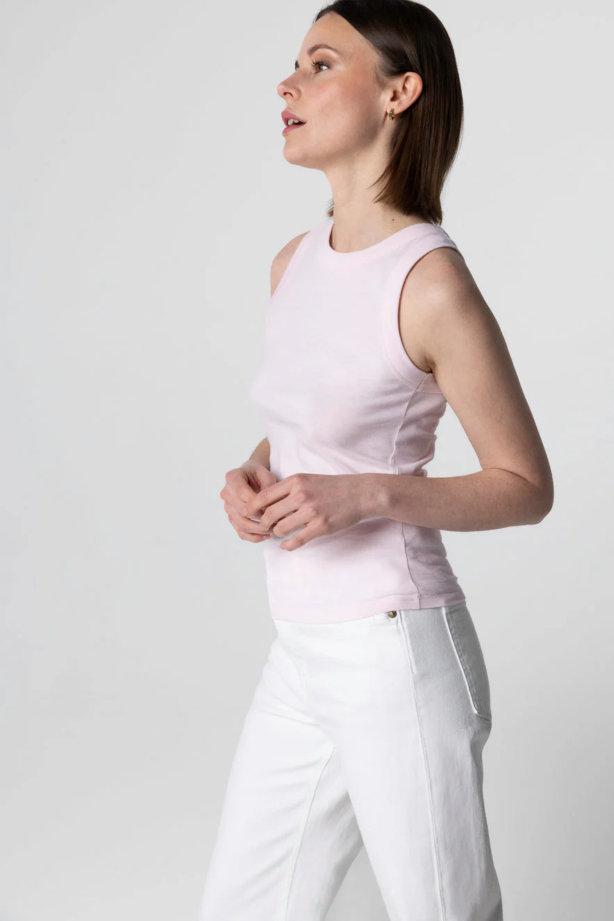 Débardeur Rose Col Rond Sans Manches en Coton Organique - Image 4