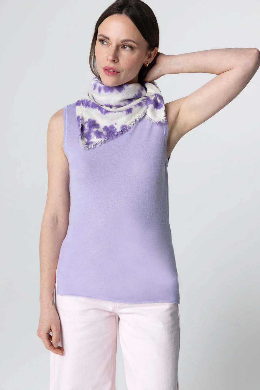 Débardeur Violet Clair Col U Sans Manches en Cachemire - Image 6