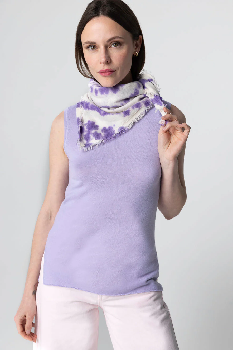 Débardeur Violet Clair Col U Sans Manches en Cachemire - Image 7