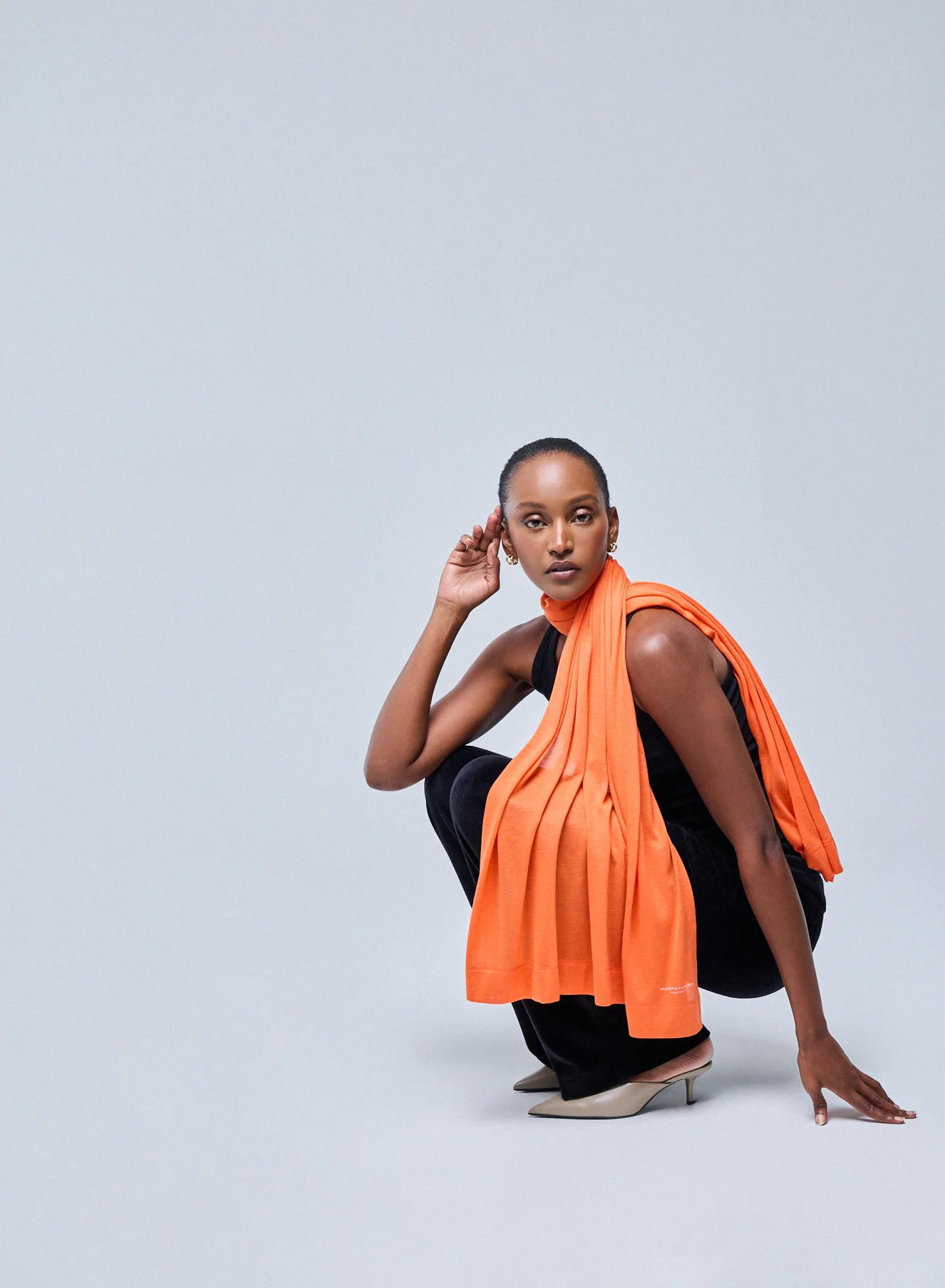 Echarpe Orange en Viscose / Cachemire - Image 3