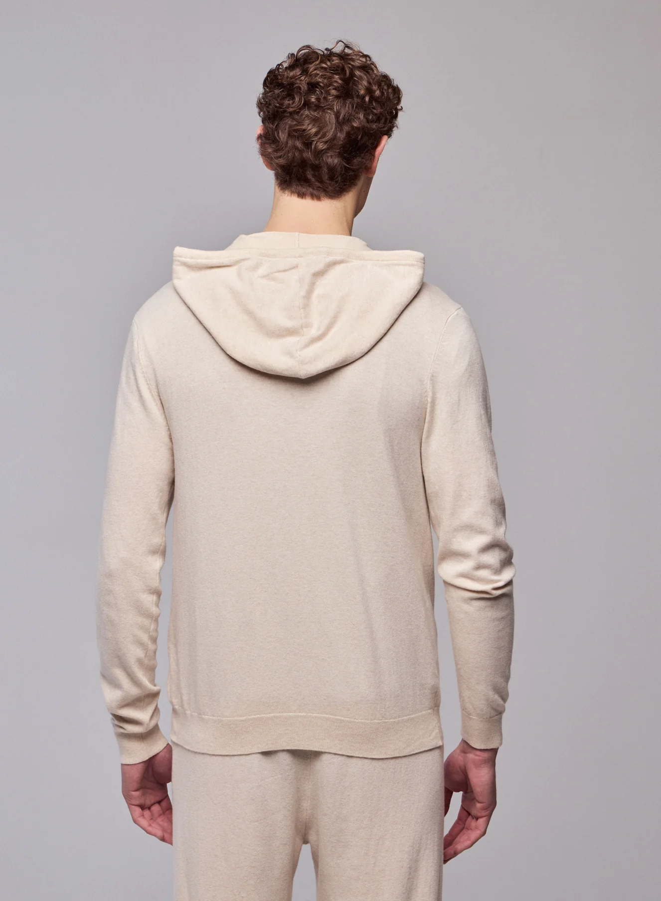 Gilet Beige Capuche Manches Longues en Coton organique / Elasthanne - Image 4