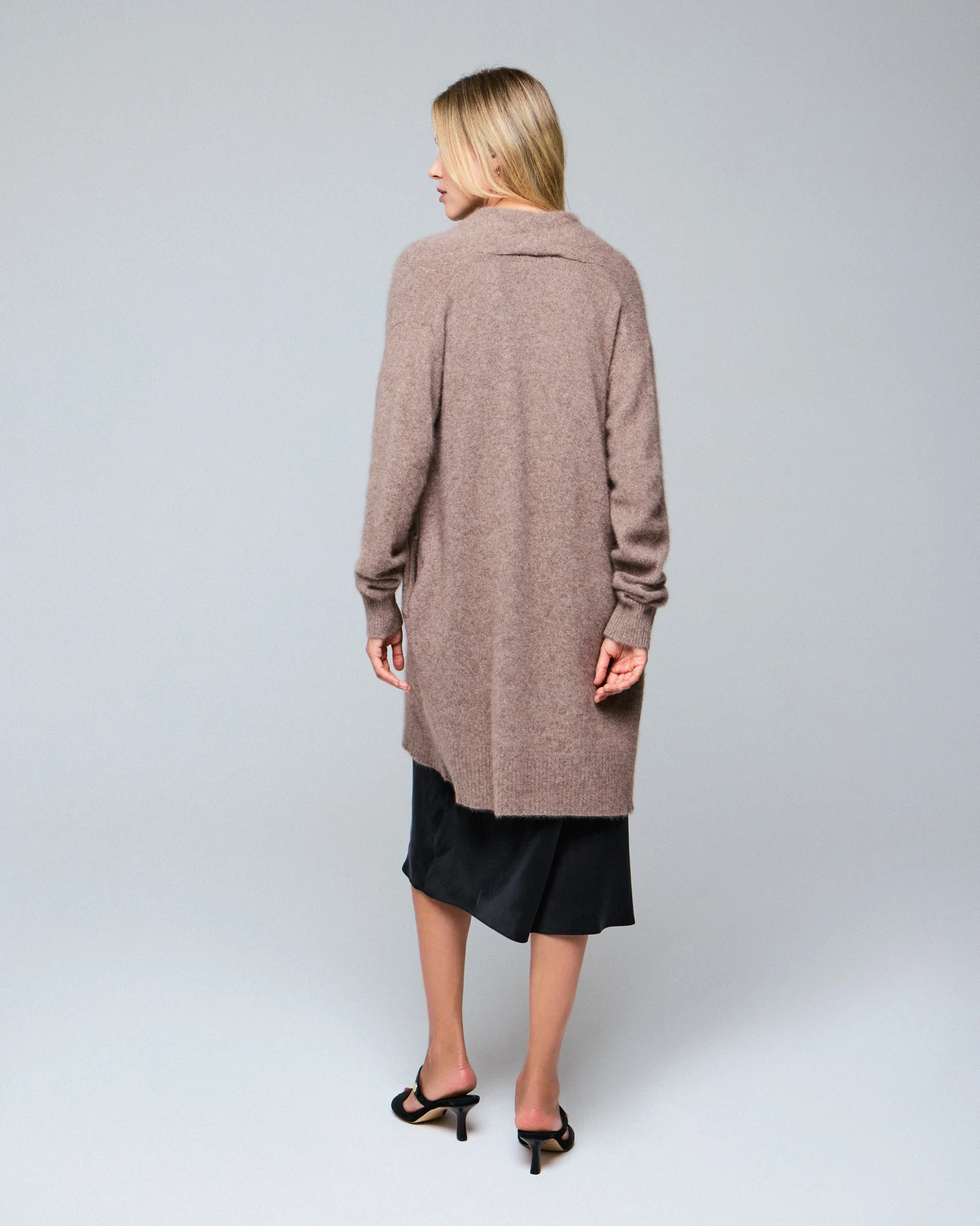 Gilet Beige Col Châle Manches Longues en Laine / Fox / Polyamide - Image 4